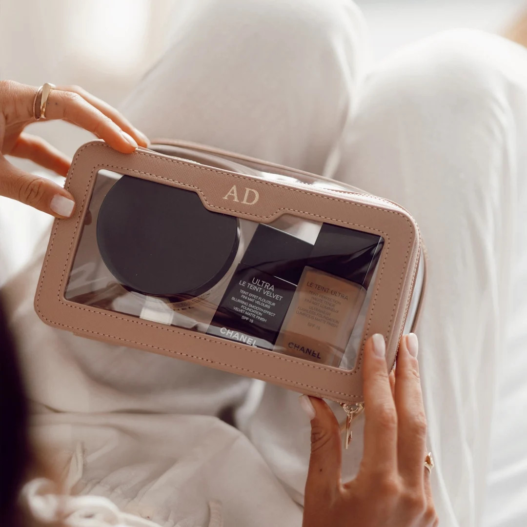 Personalised Make up Bag With Monogram Saffiano Leather - Etsy | Etsy (US)