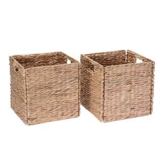 12 in. H x 12 in. W x 12 in. D Tan Wicker Cube Storage Bin 2-Pack | The Home Depot