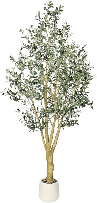 Faux Olive Tree 7ft - Realistic Tall Silk Olive Trees Artificial Indoor Decor - Large Potted Fake... | Amazon (US)