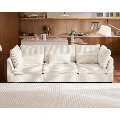 Cloud Sectional Oversized Modular Sofa,120" 3 Seater Corduroy Wide Seat Sectional with Reversible Chaise,Big Sleeper Sofa Bed | Wayfair North America