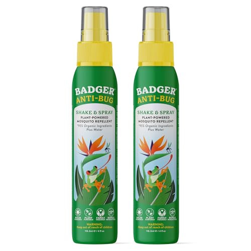 Badger Bug Spray, 3-Hour DEET-Free Mosquito Repellent, Family Friendly, Citronella & Organic Essential Oils, Natural & Vegan Insect Repellent Spray, 4 fl oz Aluminum Bottle, 2-Pack | Amazon (US)