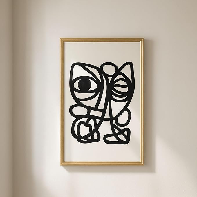 Handpainted Modern Minimalist Wall Art for Living Room & Bedroom – Geometric Face, Glass & Acry... | Amazon (US)