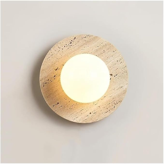 Natural Stone Wall Sconces Round Travertine Wall Sconce G9 Base Wall Lights Vintage Farmhouse Rou... | Amazon (US)