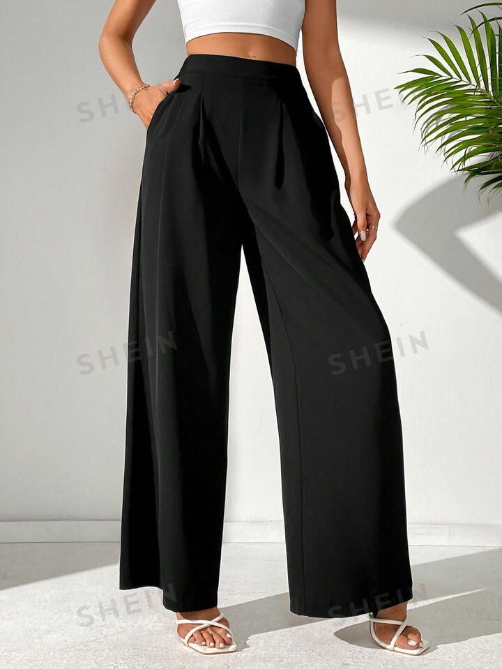 SHEIN Tall Solid Color Casual Straight Pants | SHEIN