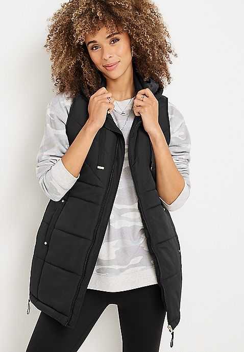 Hooded Longlined Puffer Vest | Maurices