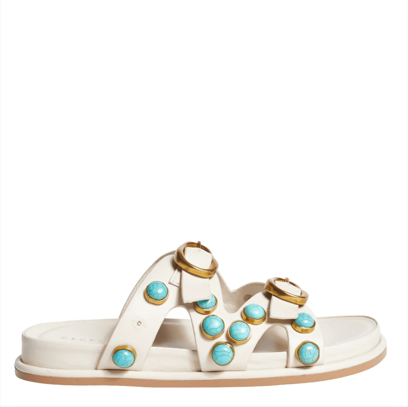 ENAMEL - Bone Turquoise Stud Leather Sandal | Cecelia New York