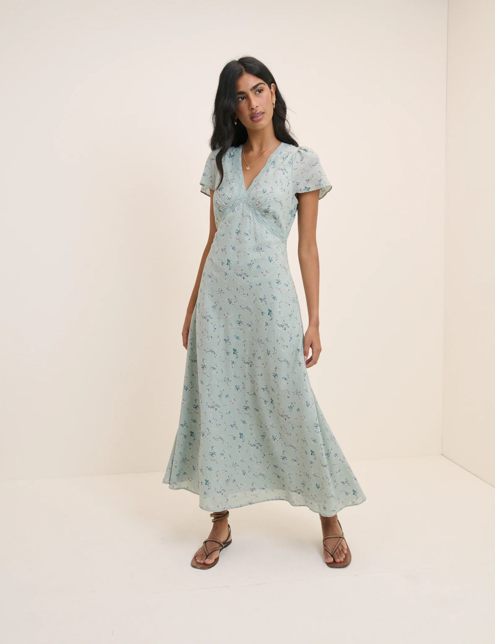 Mint Green Floral Bellinda Midi Dress | Nobody's Child