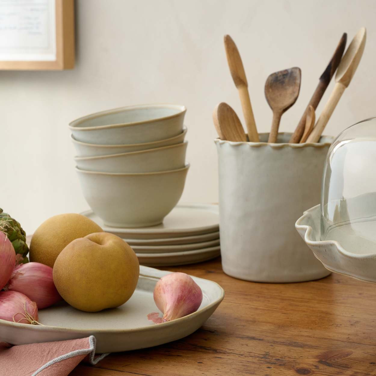 French Grey Ruffle Utensil Crock | Magnolia