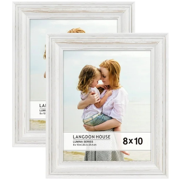 Langdon House 8x10 Wood Tabletop Picture Frame, White, Set of 2 - Walmart.com | Walmart (US)