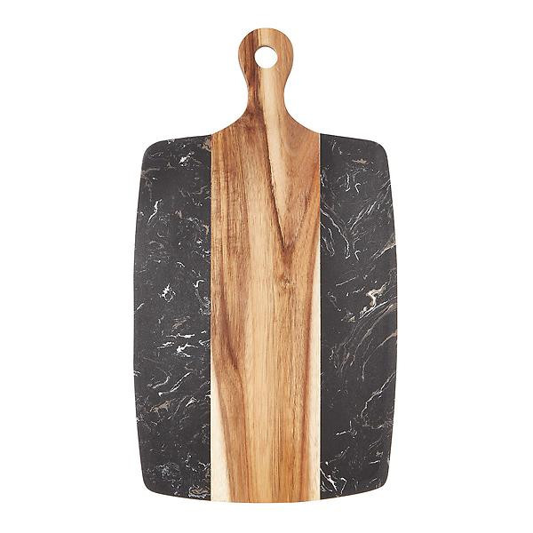 Dexas Black Marble & Wood Serving Board | The Container Store