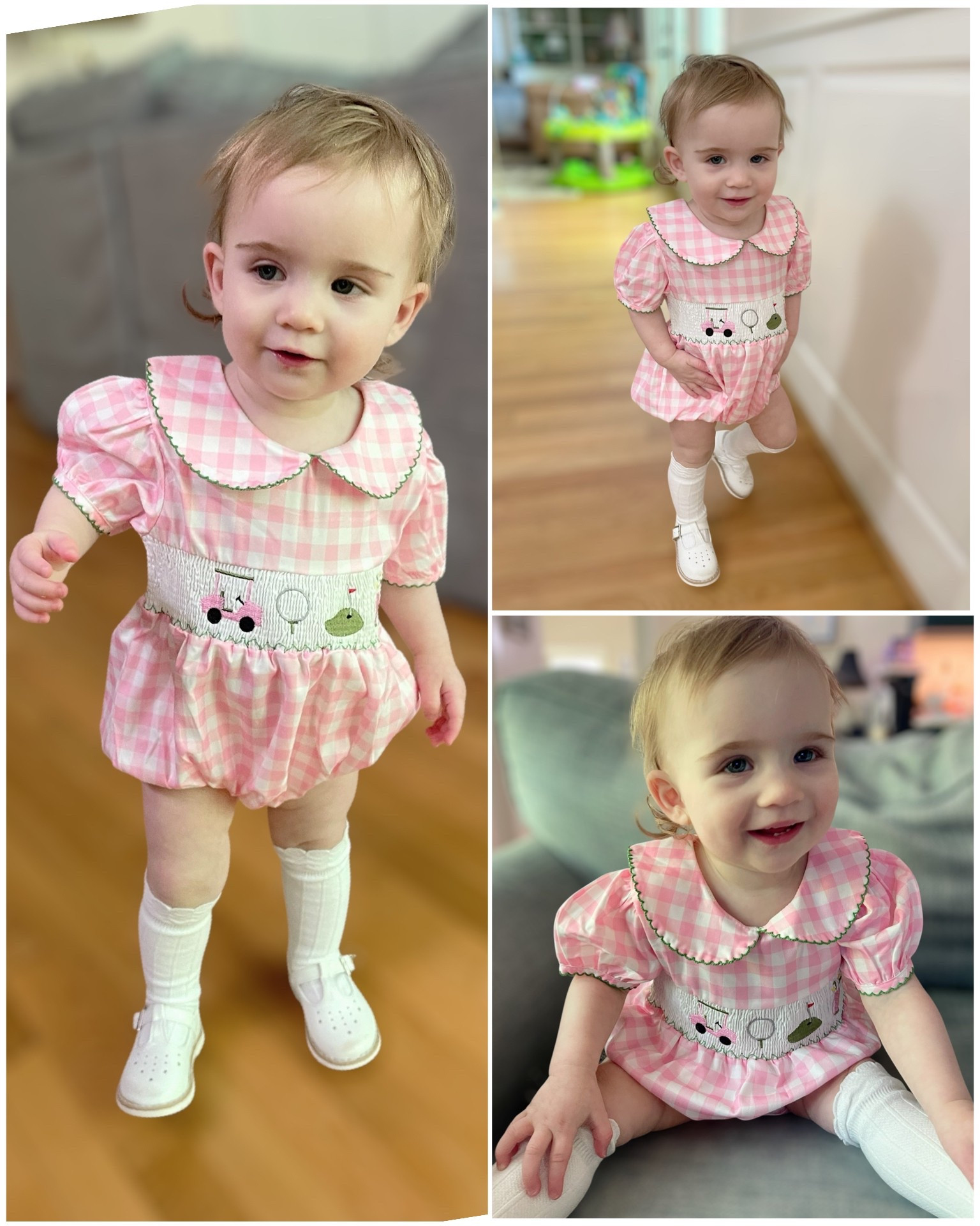 Teeing off in style! ⛳️ This pink gingham smocked bubble romper is a hole-in-one for your little girl’s spring and summer wardrobe! The puff sleeves, peter pan collar, and hand-smocked waistband feature the cutest golf-themed embroidery—complete with clubs, balls, and a buggy 🏌🏼‍♀️—making it a standout for any little future golfer!

Styled with white knee-high socks 🧦 and classic t-strap shoes 👟, it’s perfect for Easter brunch, spring portraits, or just cheering on Dad at the course!

Soft, lightweight, and full of charm—this is one toddler outfit that scores big on cuteness!


toddler girl golf outfit ⛳️, smocked golf bubble 👶🏼, pink gingham baby romper 💗, golf embroidery romper 🏌🏼‍♀️, preppy baby clothes 🎀, spring baby fashion 🌸, toddler outfit ideas, classic smocked clothing


#ToddlerStyle #SmockedBubble #GolfOutfit #GinghamRomper #BabyGolfLook #SpringBabyStyle #PreppyKidsFashion #ClassicKidsClothes #LTKBaby 

#LTKBaby #LTKKids #LTKFindsUnder50