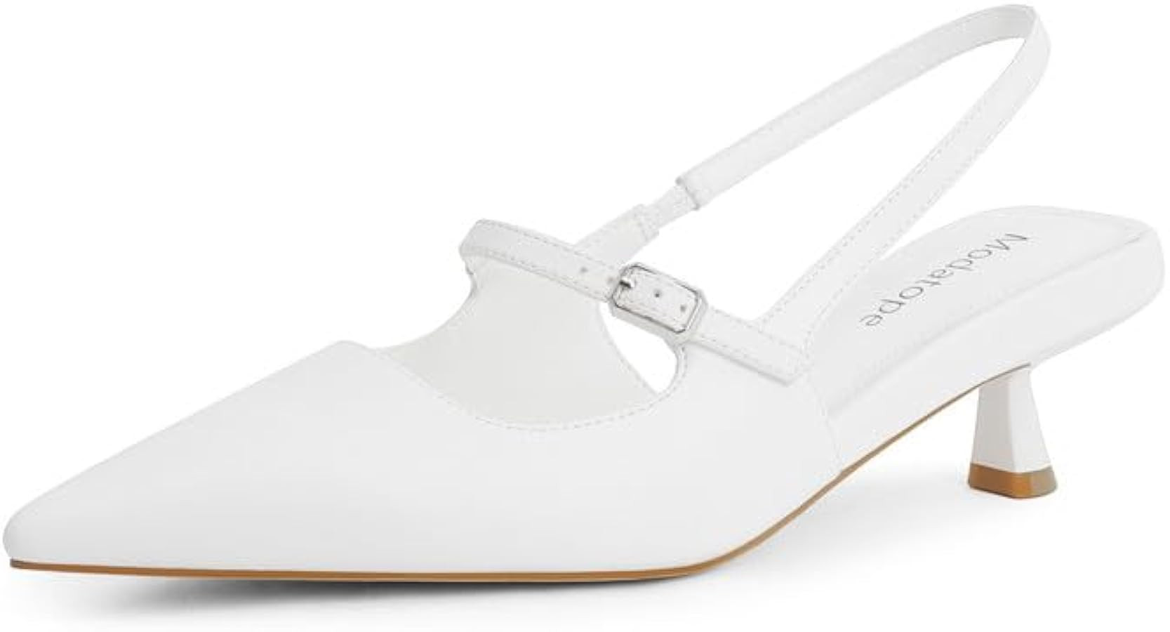Modatope Kitten Heels Closed Toe Pointed Toe Slingback Heels Women Pumps Wedding Dress Shoes | Amazon (US)