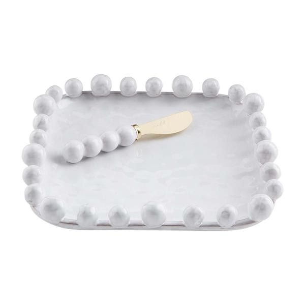 Beaded white cheese board | Mud Pie