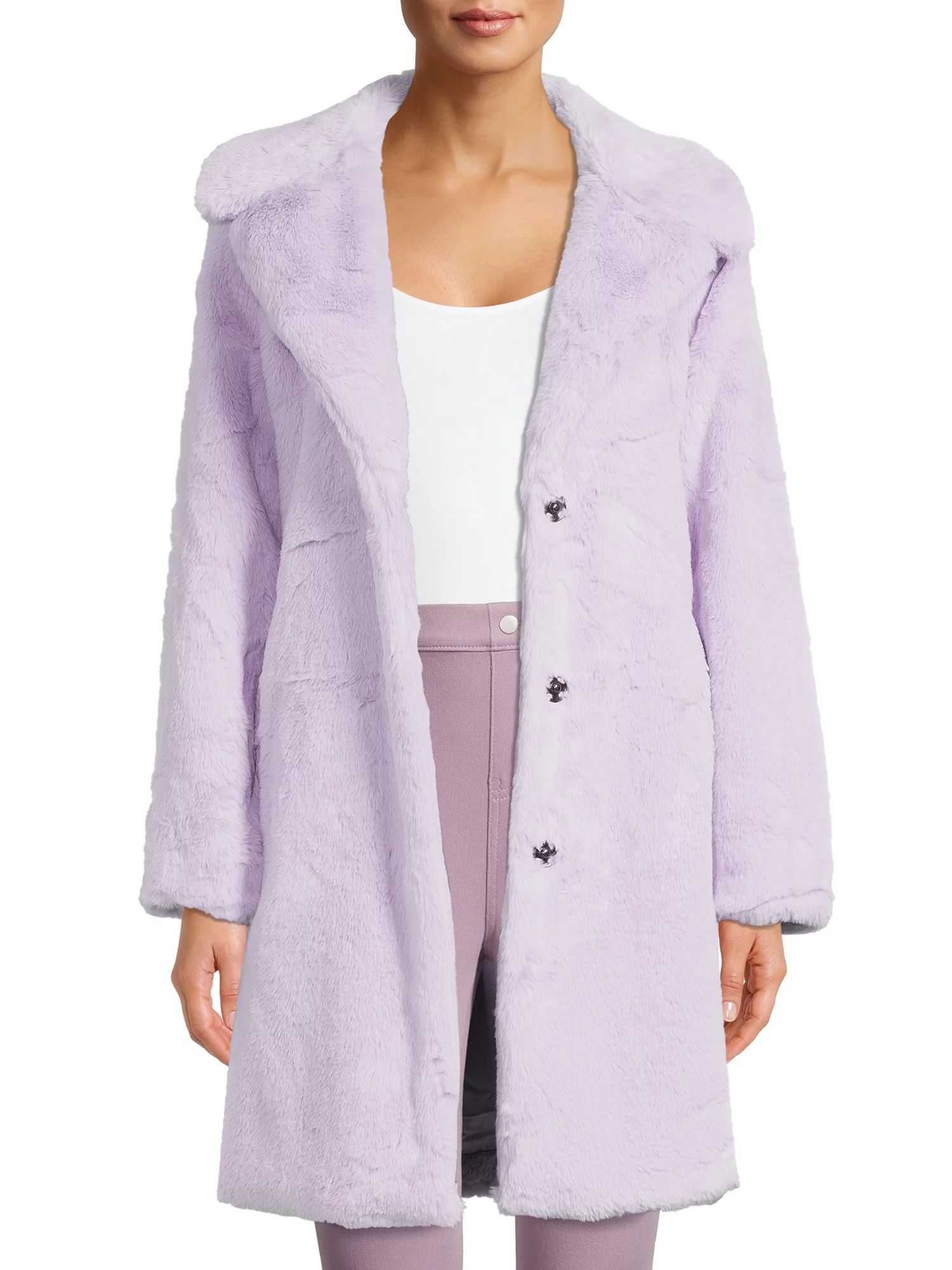 Time And Tru Women's Plush Faux Fur Jacket | Walmart (US)