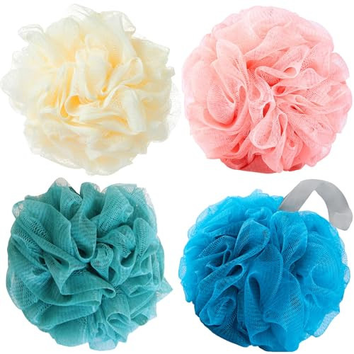 Luffa Loofah Sponge Shower Loofahs 50g Shower Bath Sponges Exfoliating Mesh Pouf Mesh Balls 4 Colors for Body Wash Back Scrubber Bathroom Men Women Soft Scrubber Cleaning Bathing Accessories Tool | Amazon (US)