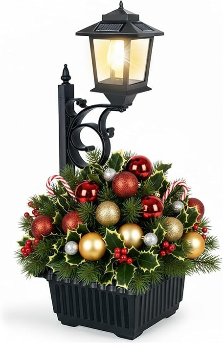 PASAMIC 2 in 1 Outdoor Flower Pots for Real or Fake Flowers, Solar Lamp Post Lights - Wall Mount ... | Amazon (US)