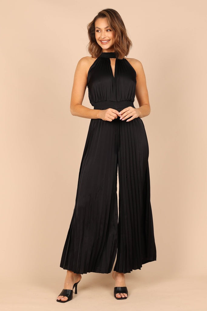 Dominique Plisse Jumpsuit - Black | Petal & Pup (US)