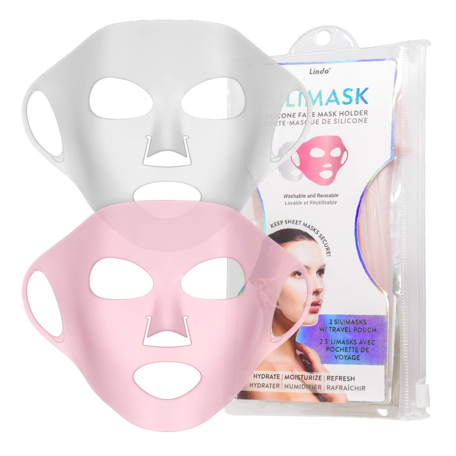 Lindo Silimask Reusable Silicone Facial Mask Cover for Sheet Masks - Travel Pouch Included | Amazon (US)
