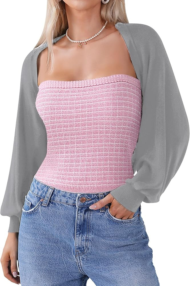 Totatuit Women's Y2K Bolero Shrugs Long Batwing Sleeve Knit Cropped Cardigan Drop Shoulder Cardig... | Amazon (US)