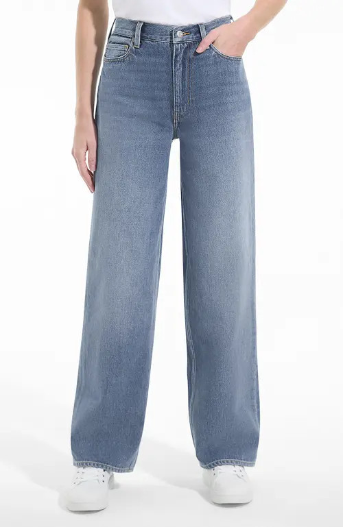 Lands' End Rigid Denim Mid Rise Baggy Jeans in Medium Ocean Blue Wash at Nordstrom, Size 8 | Nordstrom