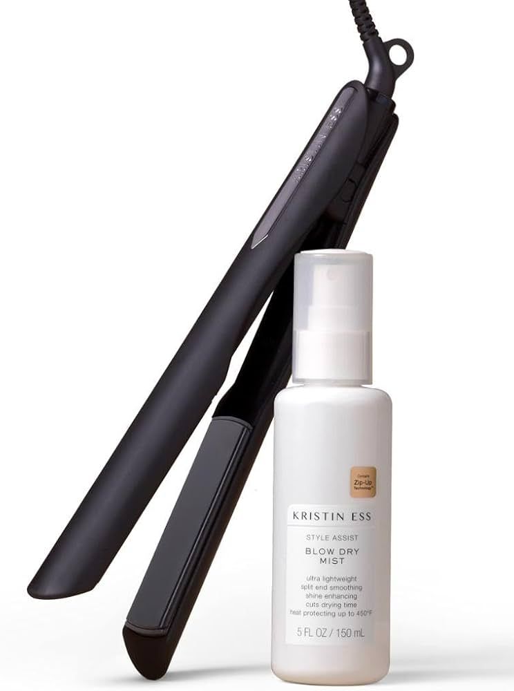 Kristin Ess Hair Nanoblack 3-in-1 Curling Flat Iron Straightener + Style Assist Heat Protectant S... | Amazon (US)