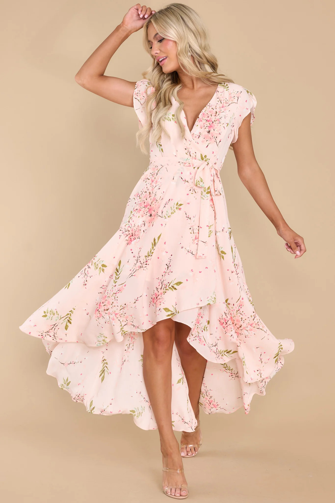 Marvelous Charm Blush Floral Print Maxi Dress | Red Dress 