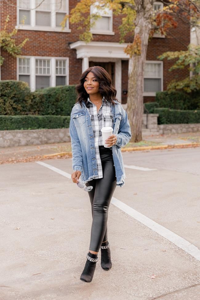 Wait Forever Distressed Raw Hem Oversized Denim Jacket | The Pink Lily Boutique