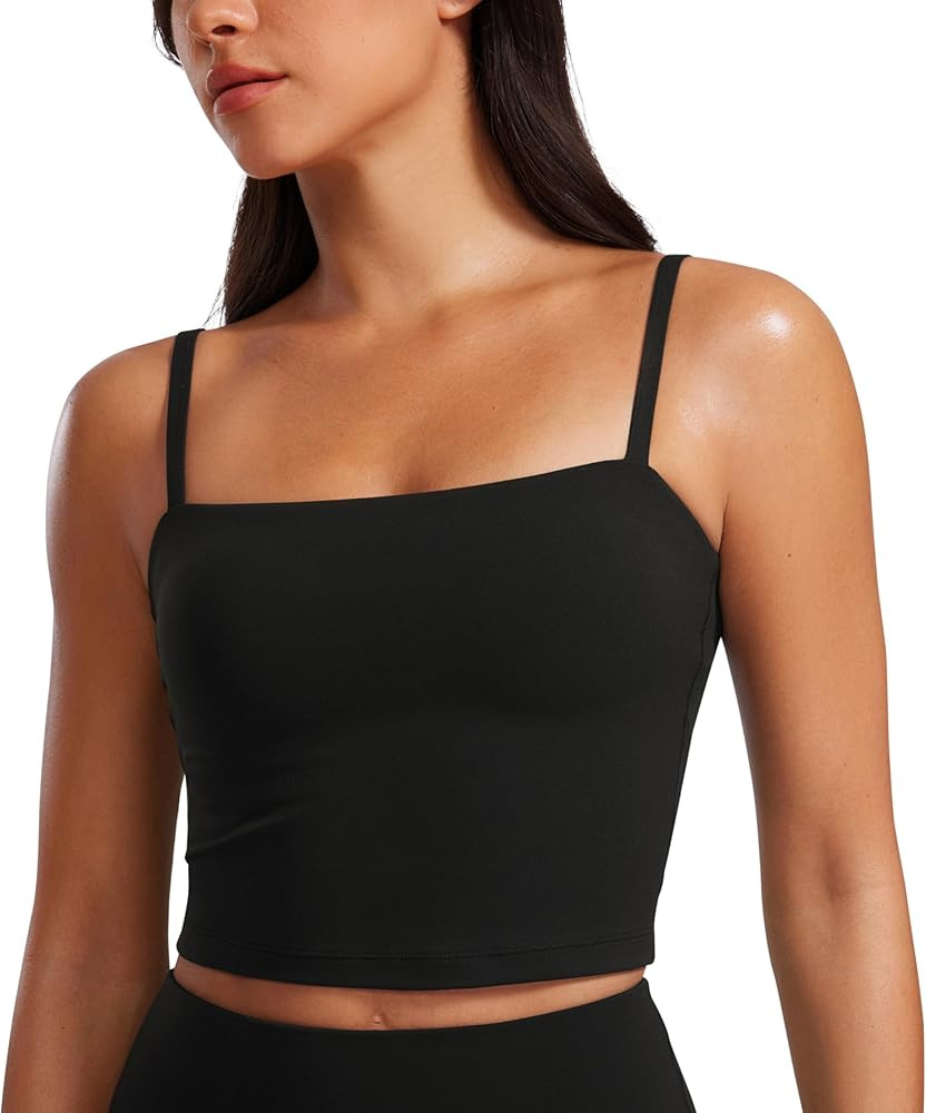CRZ YOGA Butterluxe Adjustable Longline Sports Bras for Women - Square Neck Padded Workout Crop T... | Amazon (US)
