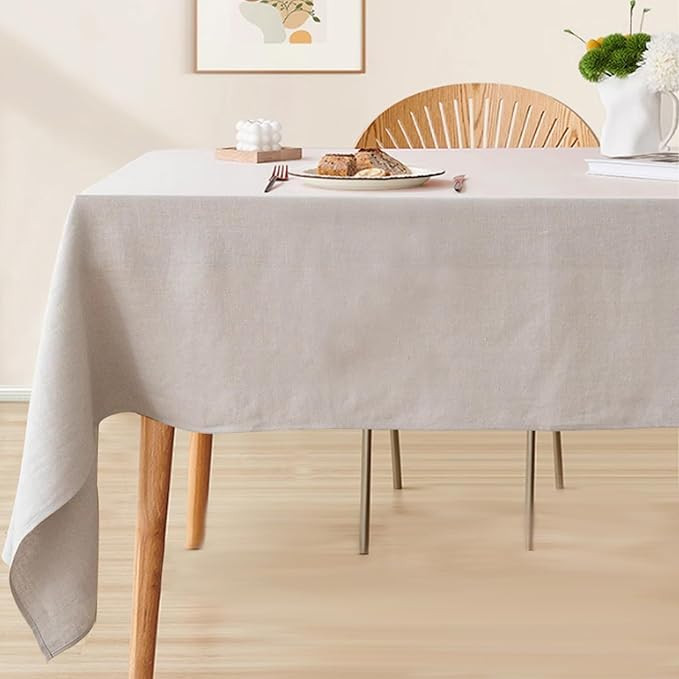 100% Pure Linen Rectangle Tablecloth, 52 x 70 Inch Linen Color Duty Resistant Fabric Table Cloths... | Amazon (US)