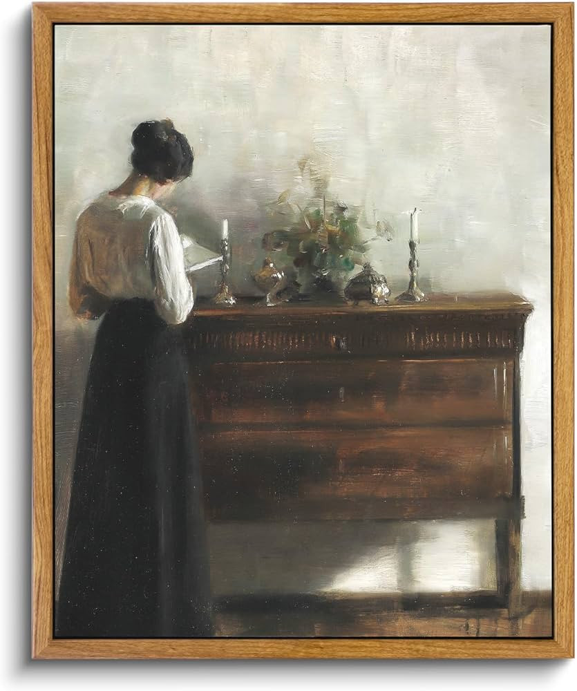 VIYYIEA Vintage Wall Art Decor Women Backing Portrait Wall Painting Canvas Prints Framed Canvas W... | Amazon (US)