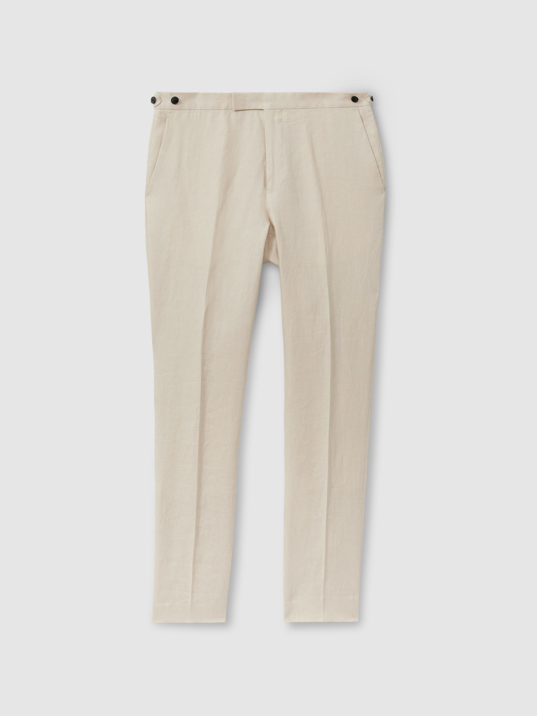 Linen Side Adjuster Trousers in Oatmeal | Reiss UK