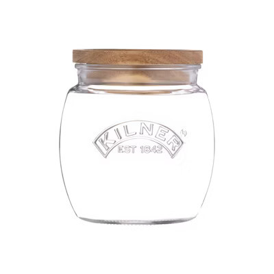 Kilner Universal Glass Storage Jar with Wooden Lid and Silicone Seal, 28.7 Ounce | Target