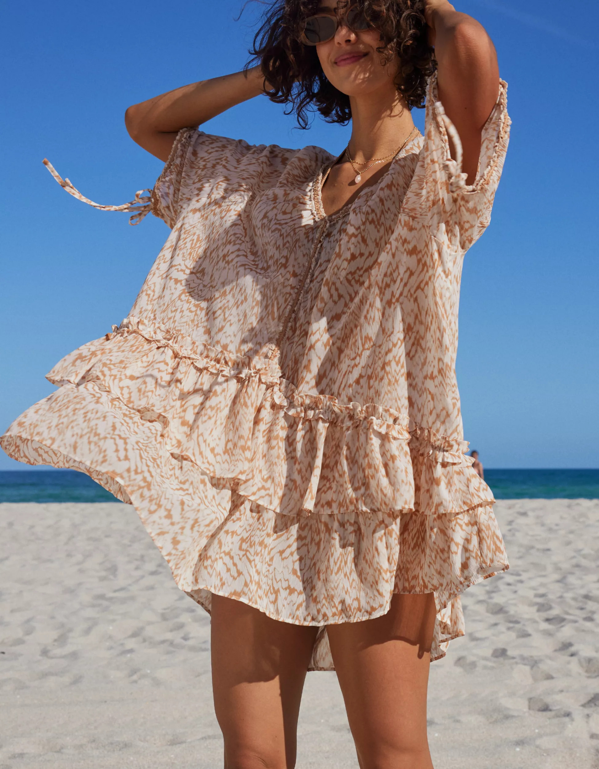 Aerie Crochet Ruffle Trim Cape | Aerie