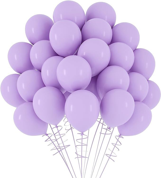 RUBFAC Pastel Purple Balloons, 70pcs 5 Inch Light Purple Balloons and Ribbon, Thick Latex Lavende... | Amazon (US)