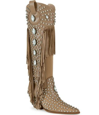 Azalea Wang Tadao Rhinestone Fringed Western Tall Boots | Dillard's | Dillard's