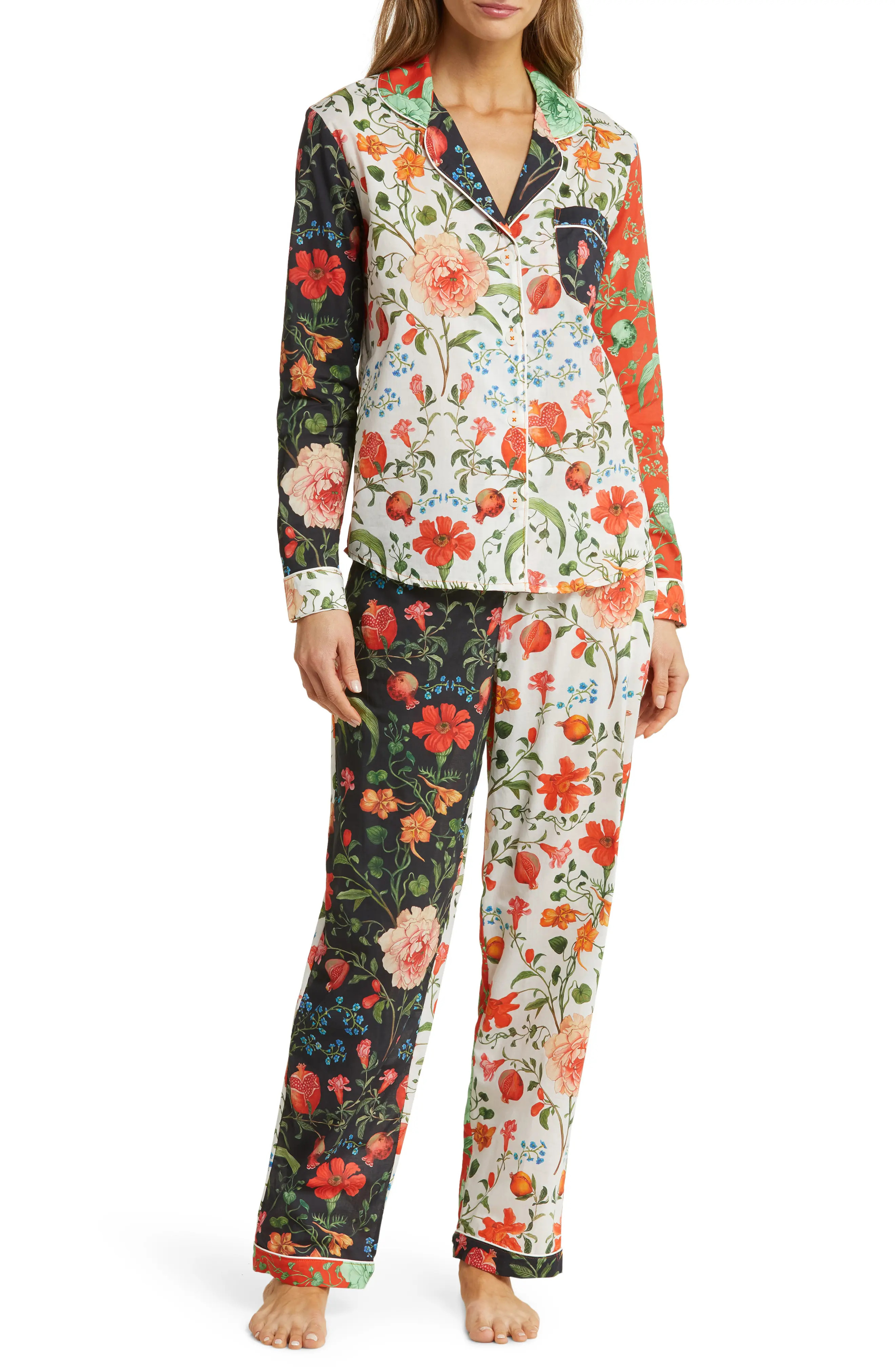 Desmond & Dempsey Long Sleeve Cotton Pajamas (Women) | Nordstrom | Nordstrom