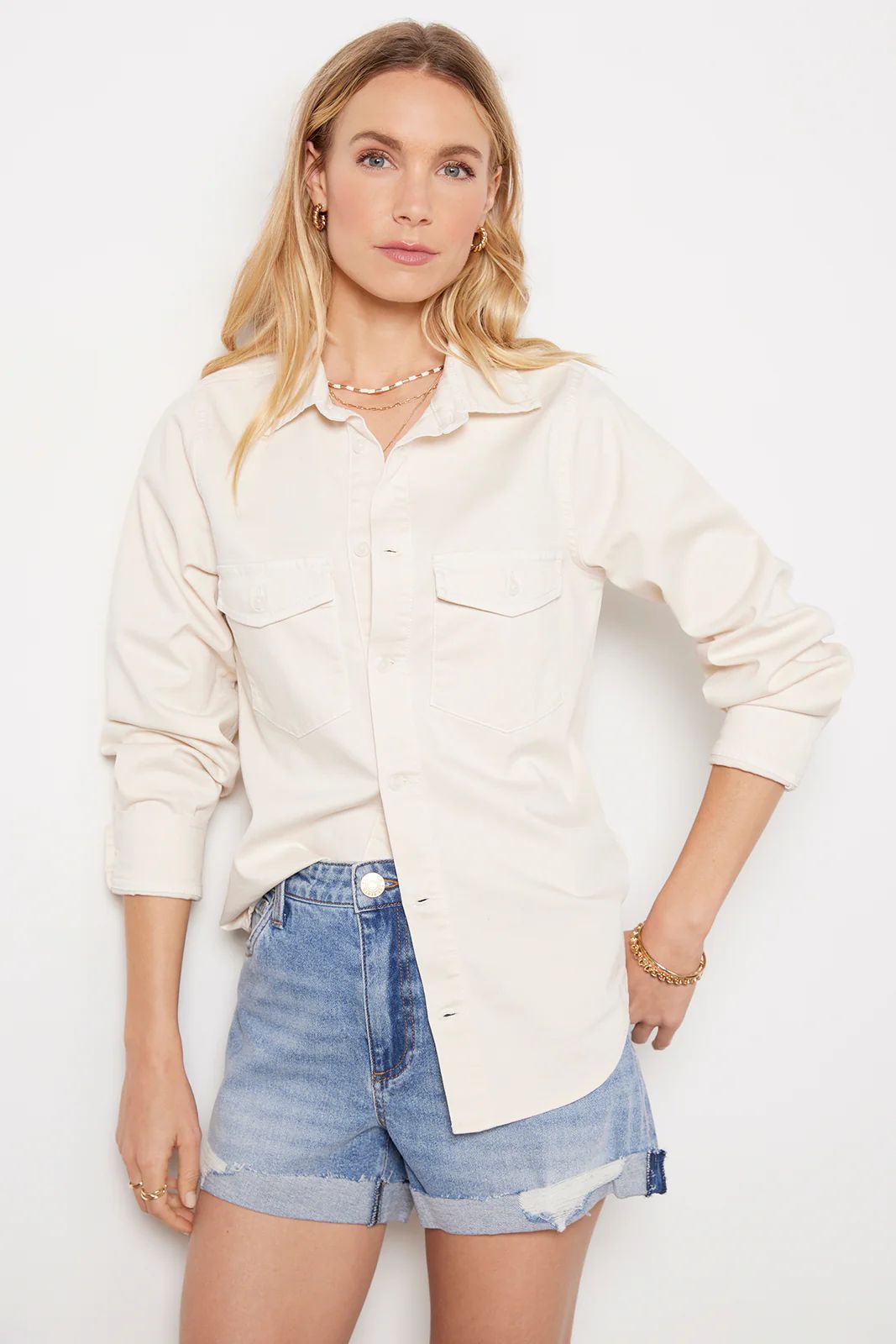 Denim Fitted Shirt | EVEREVE