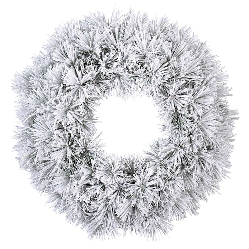 Flocked Static Pine Wreath, 24" | At Home
