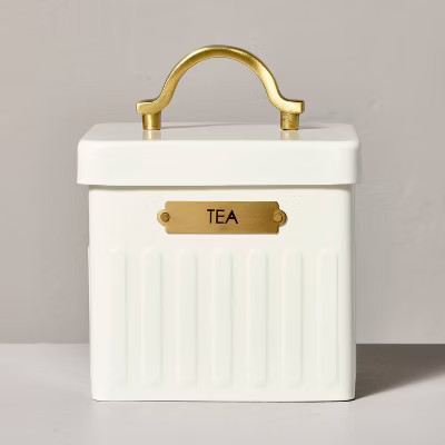 Metal Tea Tin Cream/Brass - Hearth & Hand™ with Magnolia | Target