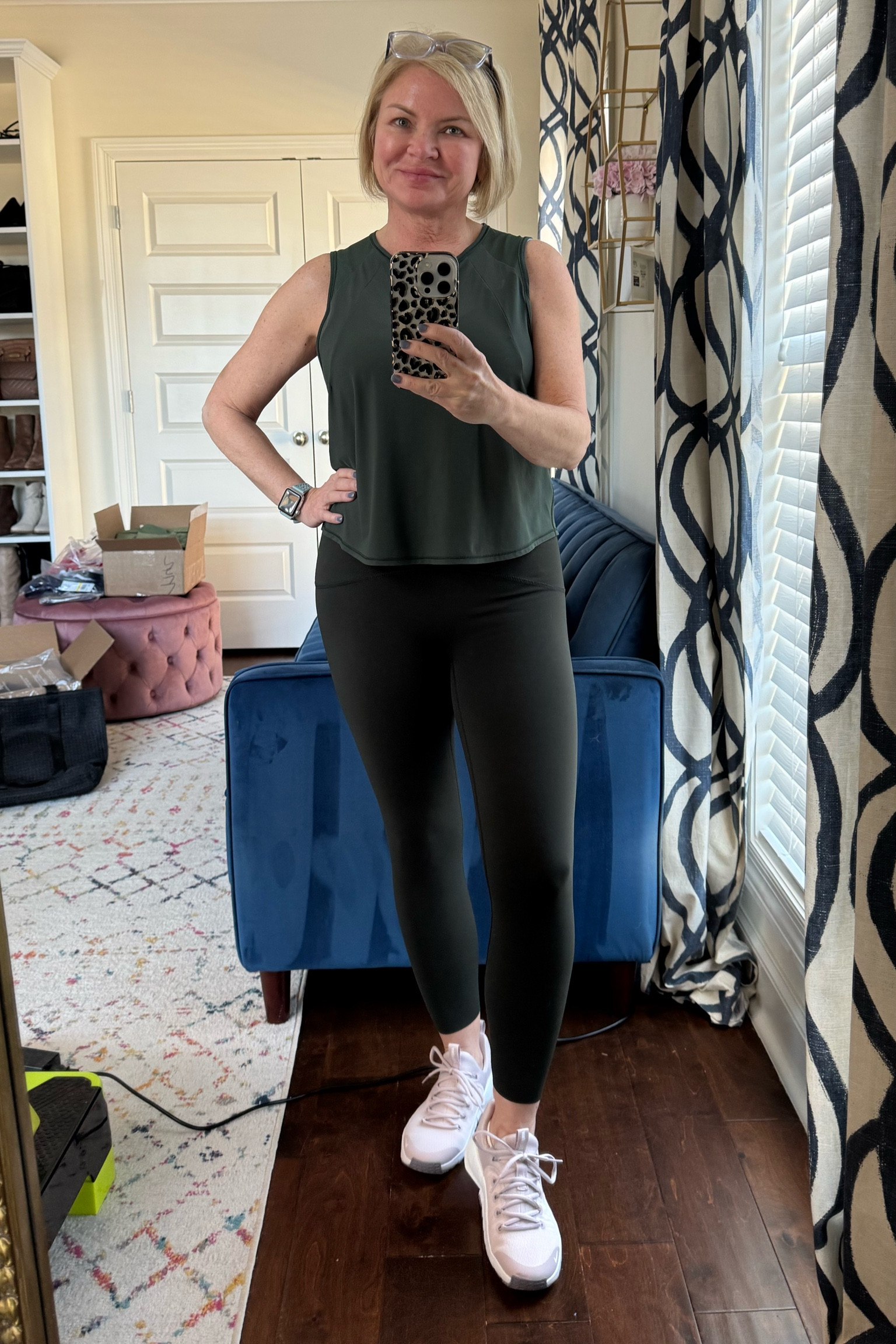 Starting the day off right at the gym , then filming a resort-wear video for my YouTube channel! Strength training is so important as we age. I do strength/muscle-building exercise 3 times a week. It has transformed my body! 
I'm wearing size 8 in the tank and medium in the leggings. The trainers are just for the gym. They provide excellent balance & stability  that walking/running shoes cannot provide. Exercise is a lot easier when you have the right gear!

Fitness
Gym outfit
Leggings outfit 
Fit over 50
Sneakers
SPANX
NIKE

#LTKFitness #LTKOver40 #LTKActive