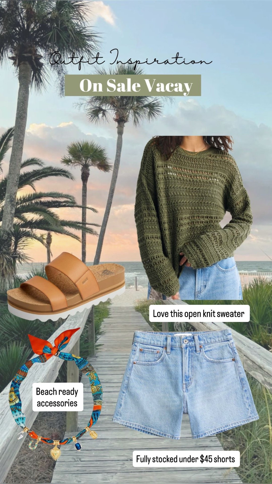 Beach vacay outfit for women. On stackable sale use code SUITEAF. open knit sweater pairs well with shorts & doubles as a swim cover up.

#LTKTravel