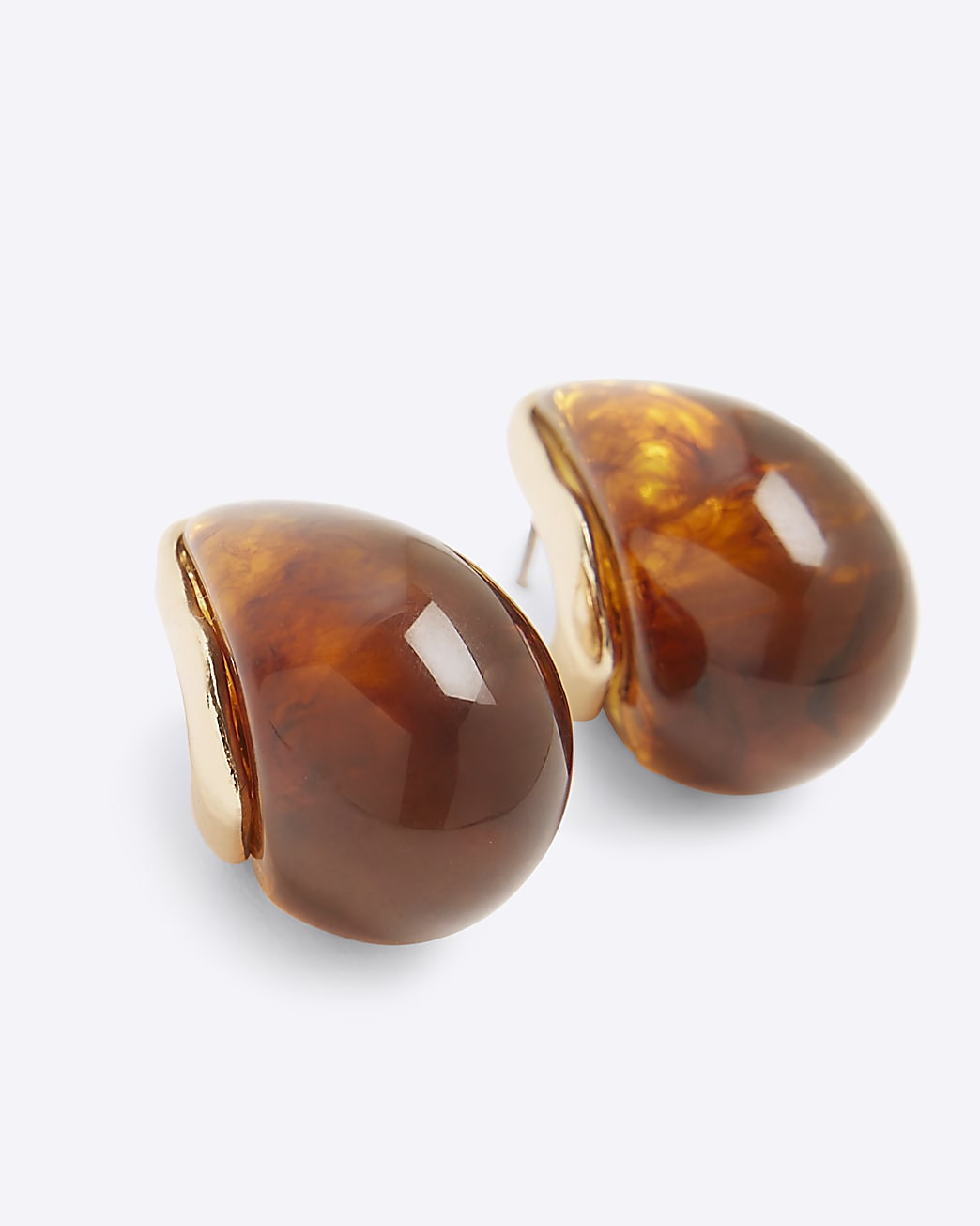 Brown Tortoise shell Domed Stud Earrings | River Island UK & IE