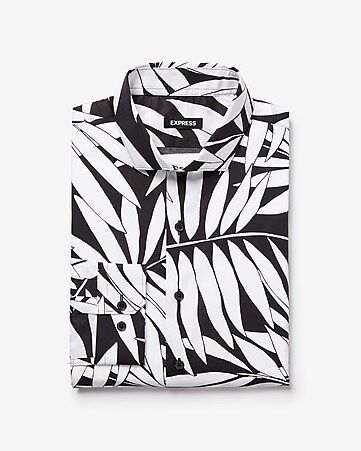 extra slim tropical print cotton dress shirt | Express