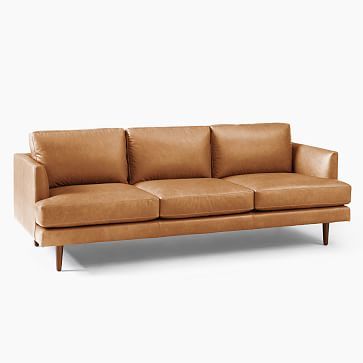 Haven Loft Leather Sofa - Sesame | West Elm (US)