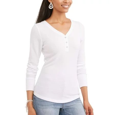 Women's Long Sleeve Thermal Henley T-Shirt | Walmart (US)