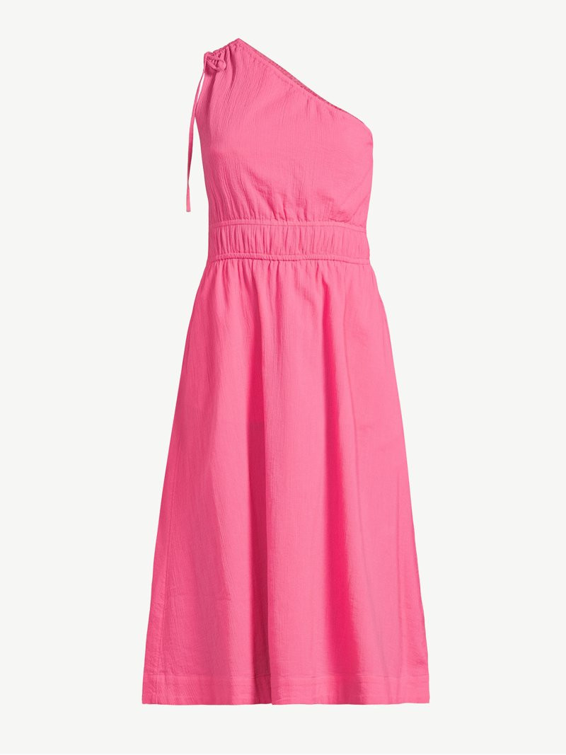 Free Assembly Women's Sleeveless One Shoulder Midi Dress with Elastic Waist, Sizes XS-XXL | Walmart (US)