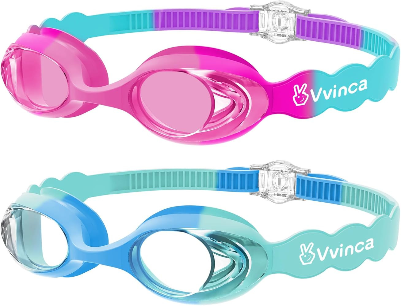 Vvinca Kids Swim Goggles Age 3-12, Soft Wave-Shape Silicone Swimming Goggles for Toddler Boys Gir... | Amazon (US)