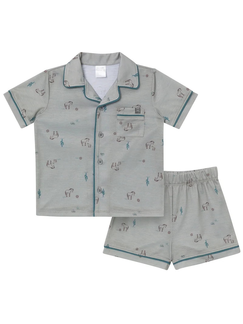 Modern Moments by Gerber Gender Neutral Coat Pajama Short Set, 2-Piece, Sizes 12 Months - 5T | Walmart (US)