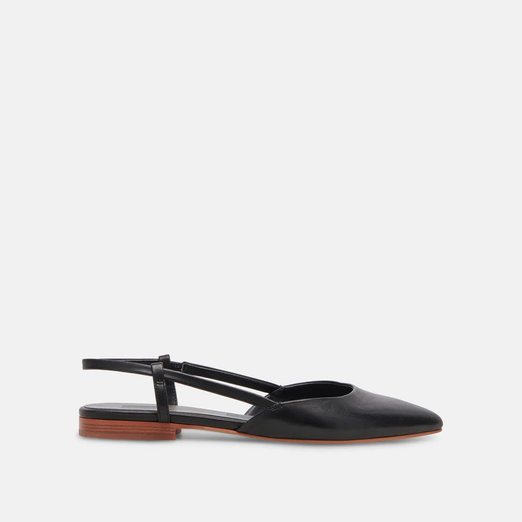 NARAH FLATS BLACK LEATHER | DolceVita.com