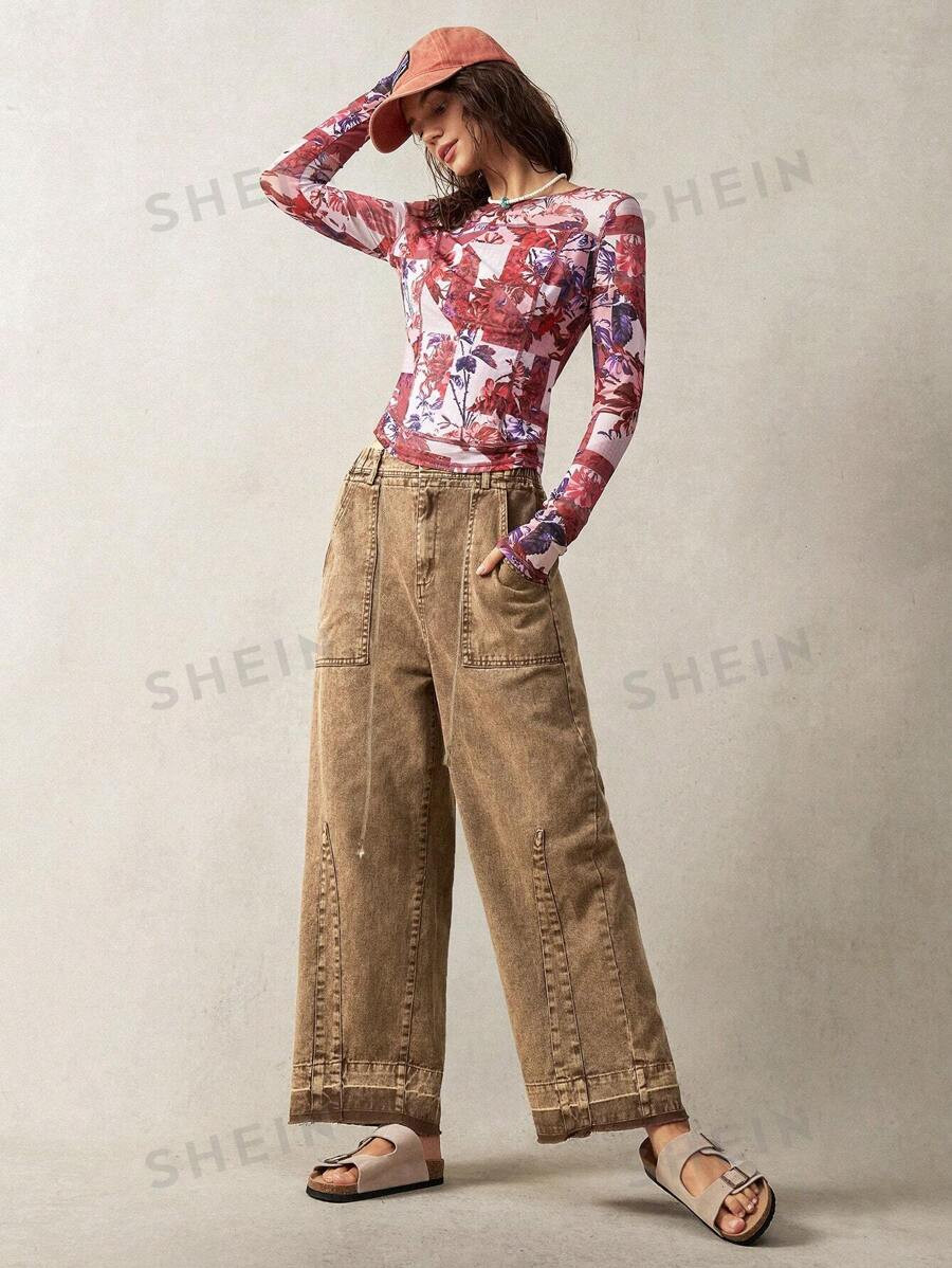 Bohemela Women's Straight-Leg Pants With Pockets For Vacation, Solid Color | SHEIN